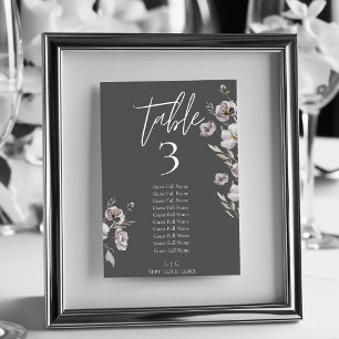 Elegant Minimalist grey watercolor 10 guests names Table Number