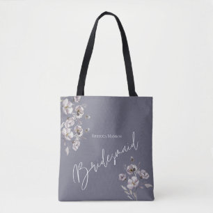 Elegant minimalist grey watercolor Bridesmaid Tote Bag