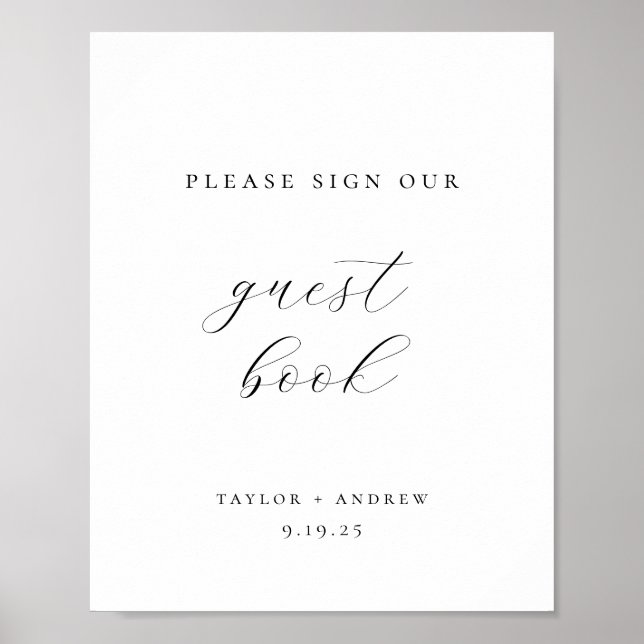 Elegant Minimalist Guest Book Sign (Front)