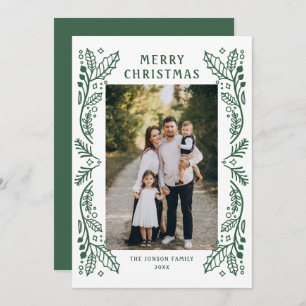 Elegant Minimalist Hand Drawn Christmas 3 Photo Holiday Card