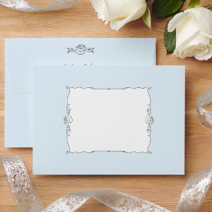 Elegant Minimalist Hand Drawn Rose Frame Envelope