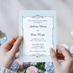 Elegant Minimalist Hand Drawn Rose Frame Invitation