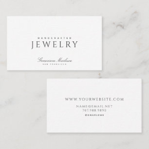 Elegant Minimalist Handcrafted Jewellery Designer Business Card