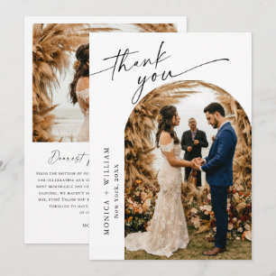 Elegant Minimalist Handwriting Wedding 2 Photo Thank You Card