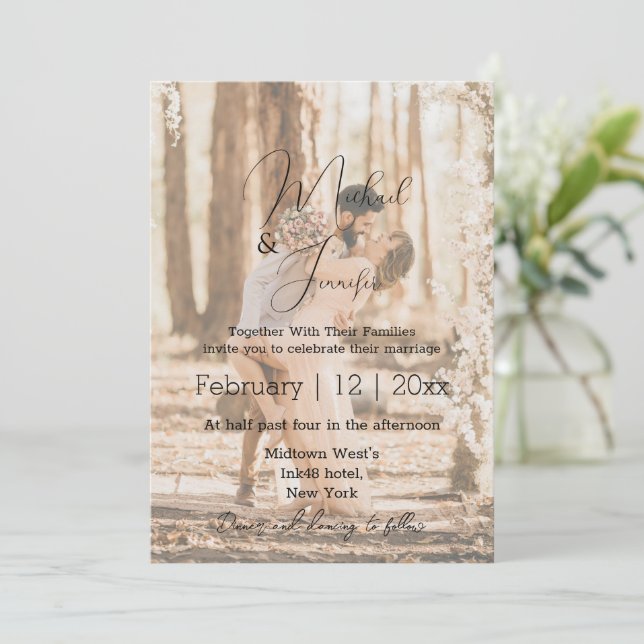 elegant minimalist  handwriting wedding photo arch invitation (Standing Front)