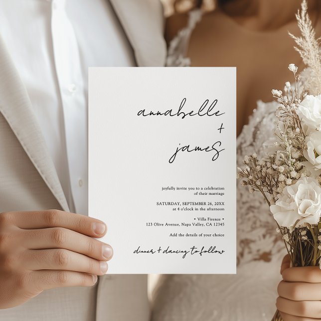 Elegant Minimalist Handwritten Script Wedding Invitation (Creator Uploaded)