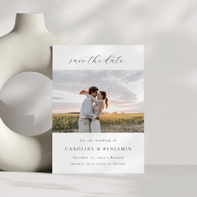 Elegant Minimalist Handwritten Script Wide Photo Save The Date (Creator Uploaded)