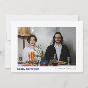 Elegant Minimalist Happy Hanukkah Family 1 Photo Holiday Card