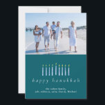 Elegant Minimalist Happy Hanukkah Family 1 Photo Holiday Card<br><div class="desc">Elegant Minimalist Happy Hanukkah Family 1 Photo</div>