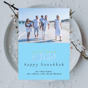 Elegant Minimalist Happy Hanukkah Family 1 Photo Holiday Card