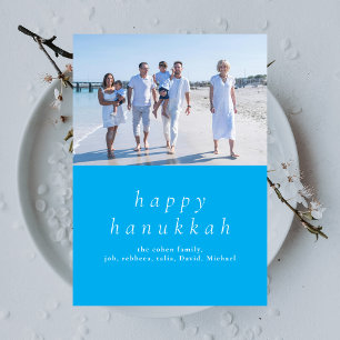 Elegant Minimalist Happy Hanukkah Family 1 Photo Holiday Card