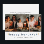 Elegant Minimalist Happy Hanukkah Family 3 Photo Holiday Card<br><div class="desc">Elegant Minimalist Happy Hanukkah Family 3 Photo</div>