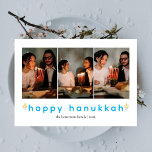 Elegant Minimalist Happy Hanukkah Family 3 Photo Holiday Card<br><div class="desc">Elegant Minimalist Happy Hanukkah Family 3 Photo</div>