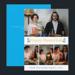 Elegant Minimalist Happy Hanukkah Family 4 Photo Holiday Card<br><div class="desc">Elegant Minimalist Happy Hanukkah Family 4 Photo</div>