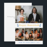 Elegant Minimalist Happy Hanukkah Family 4 Photo Holiday Card<br><div class="desc">Elegant Minimalist Happy Hanukkah Family 4 Photo</div>