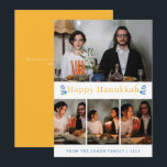 Elegant Minimalist Happy Hanukkah Family 4 Photo Holiday Card<br><div class="desc">Elegant Minimalist Happy Hanukkah Family 4 Photo</div>