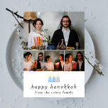 Elegant Minimalist Happy Hanukkah Family 4 Photo  Holiday Card<br><div class="desc">Elegant Minimalist Happy Hanukkah Family 4 Photo</div>