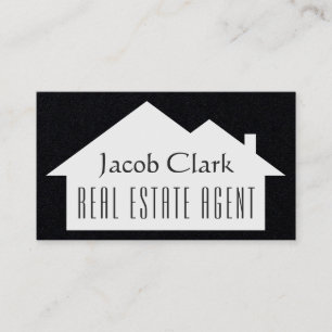 Elegant minimalist house shape black business card