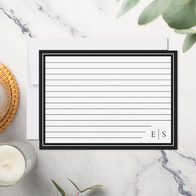 Elegant Minimalist Initials Monogram Ruled Index Card (Creator Uploaded)