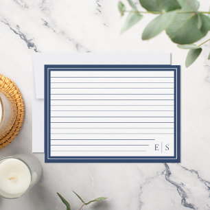 Elegant Minimalist Initials Monogram Ruled Index Card