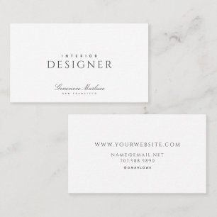 Elegant Minimalist Interior Designer Business Card
