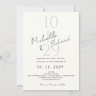 Elegant Minimalist Ivory Bold Script Wedding  Invitation
