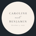 Elegant Minimalist Ivory Cream Calligraphy Wedding Classic Round Sticker<br><div class="desc">Custom Elegant Minimalist Ivory Cream Calligraphy Wedding Classic Round Sticker</div>