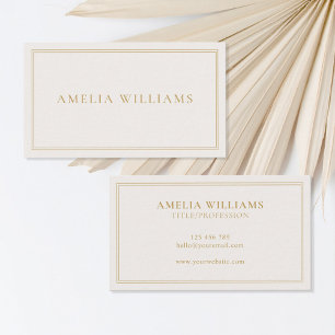 Elegant Minimalist Ivory Gold Two Border Business Card