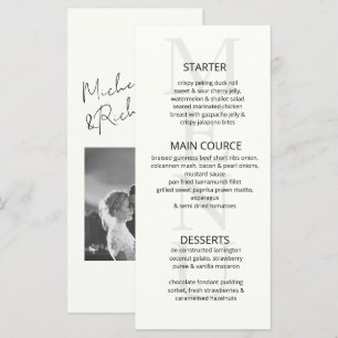 Elegant Minimalist Ivory Script Photo Wedding Menu