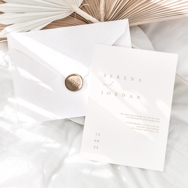 Elegant Minimalist Ivory Taupe Wedding Invitation (Creator Uploaded)