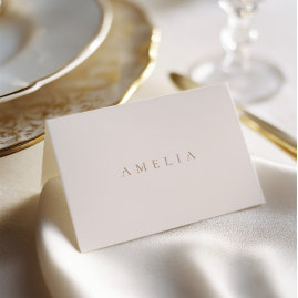 Elegant Minimalist Ivory Taupe Wedding Place Card