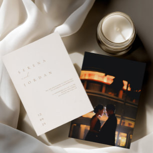 Elegant Minimalist Ivory Wedding Photo Invitation
