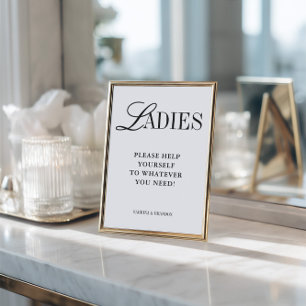Elegant Minimalist Ladies Bathroom Basket Sign Invitation