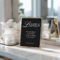 Elegant Minimalist Ladies Bathroom Basket Sign