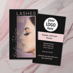 Elegant Minimalist Lash Artist Photo Logo Business Card