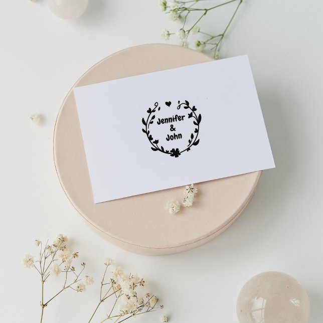 Elegant Minimalist Laurel Wedding Rubber Stamp (Creator Uploaded)