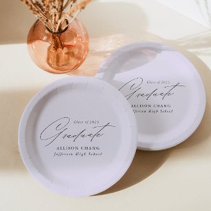 Elegant Minimalist Lavender Graduation Paper Plate