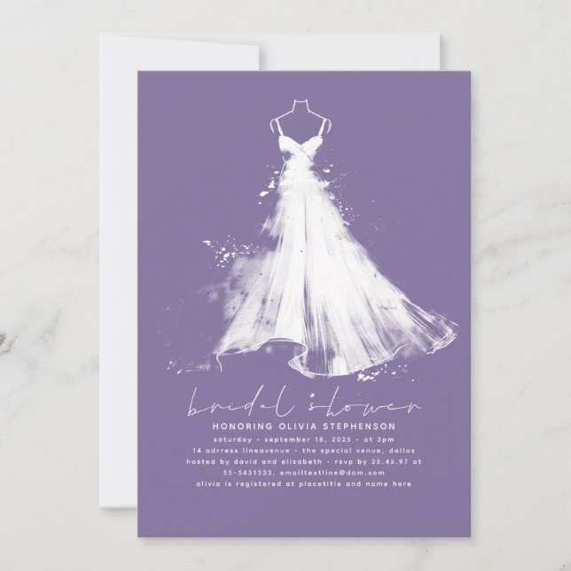 Elegant Minimalist Lavender Purple Bridal Shower Invitation (Front)
