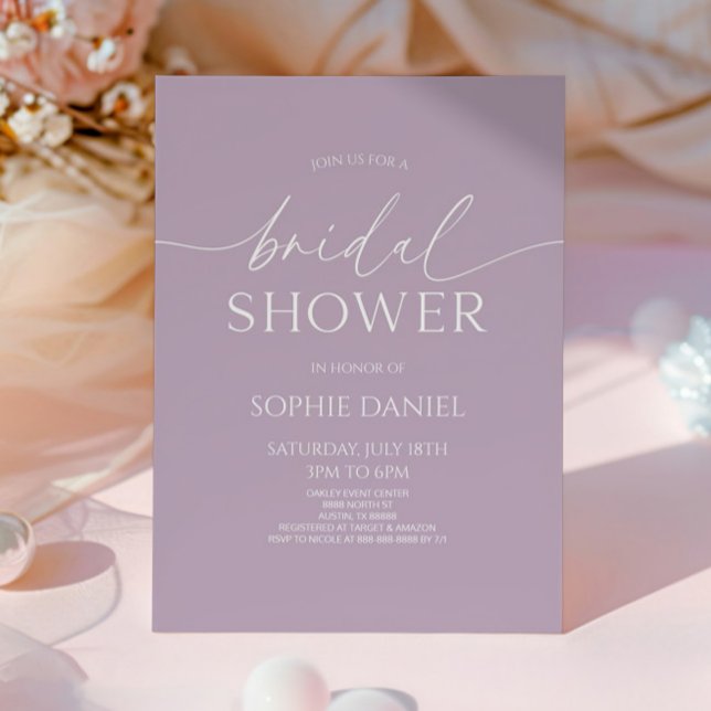 Elegant Minimalist Lavender Purple Bridal Shower Invitation (Creator Uploaded)
