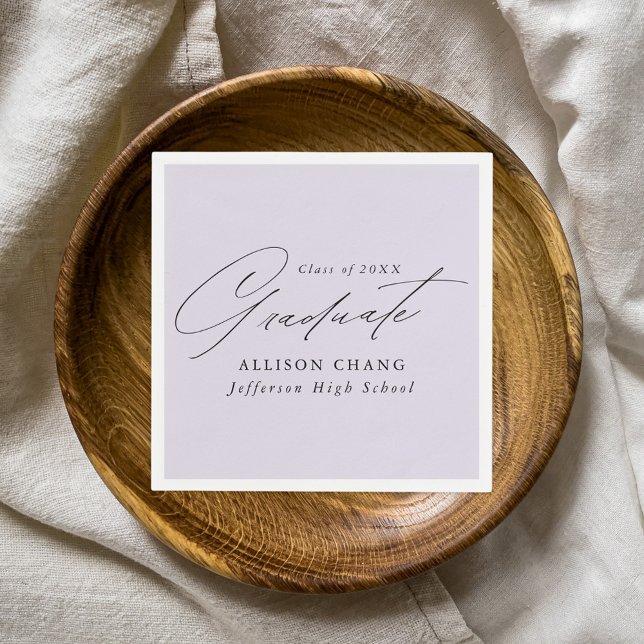 Elegant Minimalist Lavender Purple Graduation Napkin (Creator Uploaded)
