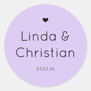 Elegant Minimalist Lavender Wedding Classic Round Sticker