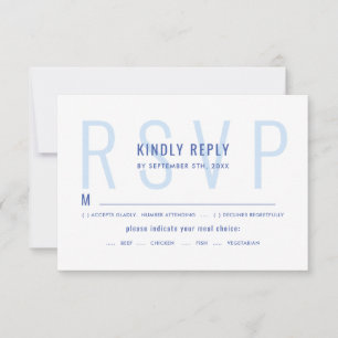 Elegant Minimalist Light Blue Modern Meal Choice RSVP Card