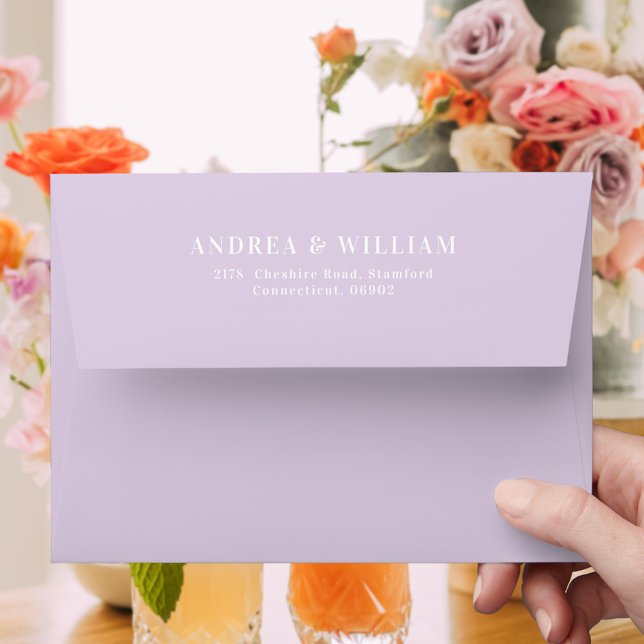 Elegant Minimalist Light Purple Lilac Wedding Envelope (Creator Uploaded)