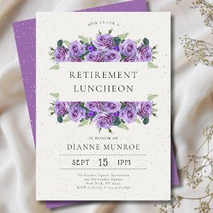 Elegant Minimalist Lilac Floral Retirement Invitation