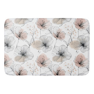 Elegant Minimalist Line Art Floral Pattern Bath Mat