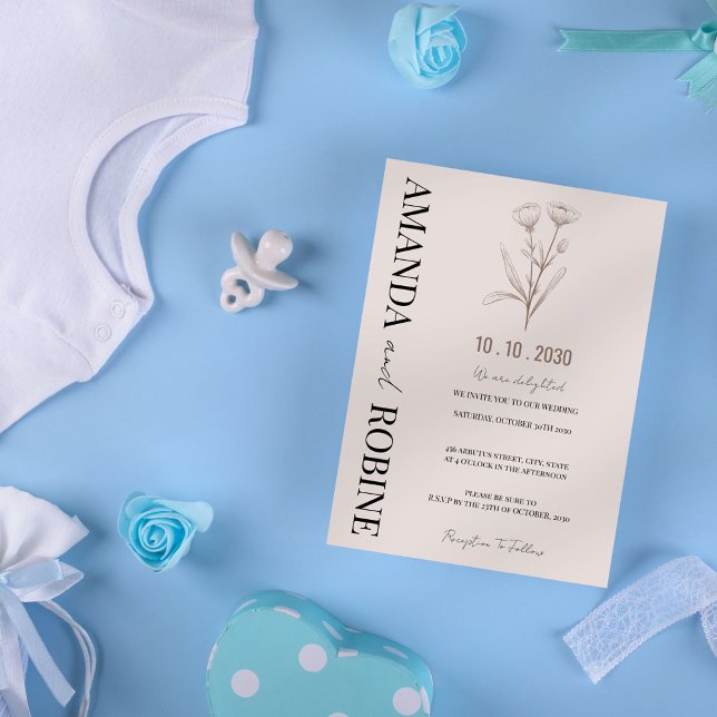 Elegant Minimalist Line Art Wedding Invitation (Creator Uploaded)