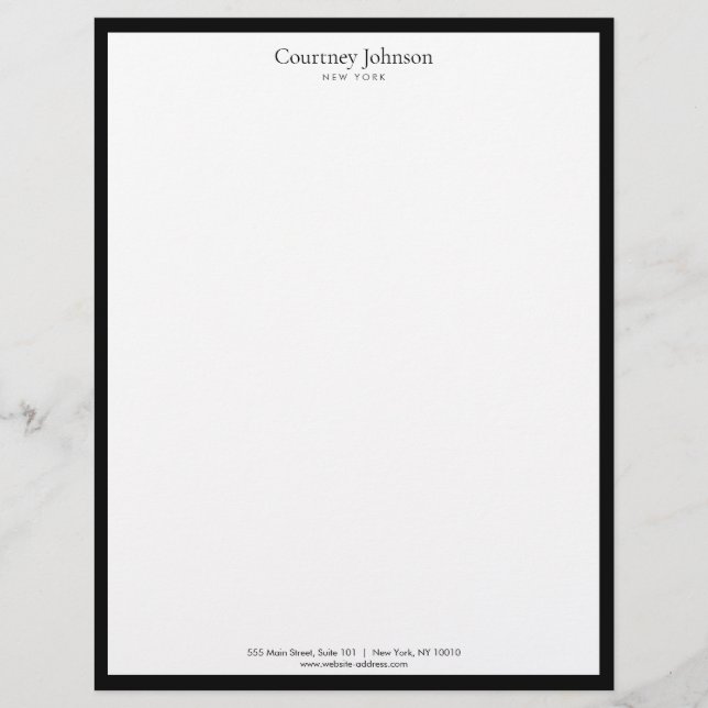Elegant Minimalist Luxury Boutique Black/White Custom Letterhead (Front)