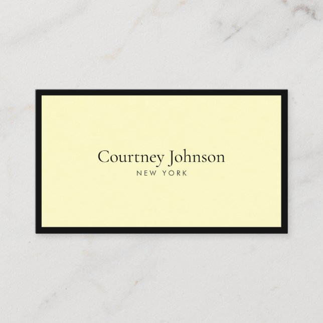 Elegant Minimalist Luxury Boutique Black/Yellow Business Card (Front)
