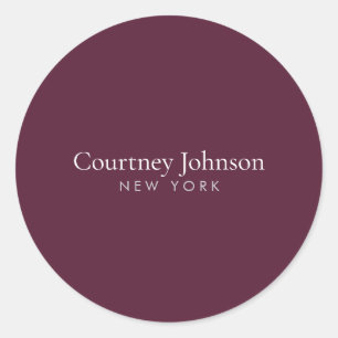 Elegant Minimalist Luxury Boutique Burgundy Classic Round Sticker