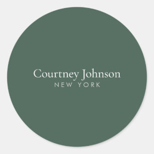 Elegant Minimalist Luxury Boutique Forest Green Classic Round Sticker